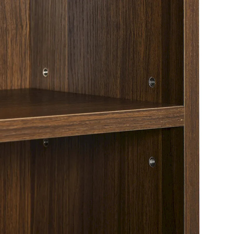 Étagère de rangement étroite et haute à 8 niveaux avec tablettes réglables, noir/noyer/rose