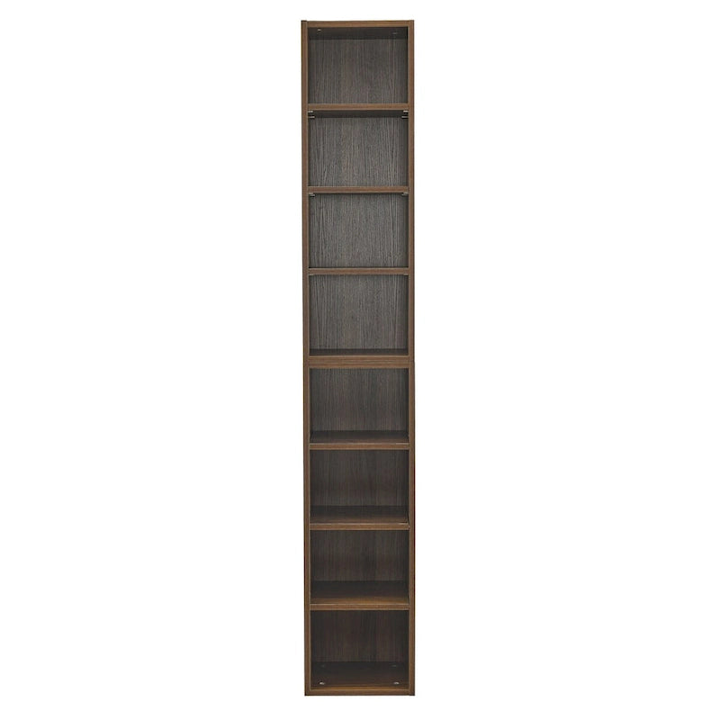 Étagère de rangement étroite et haute à 8 niveaux avec tablettes réglables, noir/noyer/rose