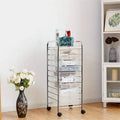 10-Drawer Rolling Storage Cart with Casters, Clear Plastic Drawers, Chrome Frame