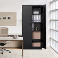 Armoire de rangement haute en métal avec portes doubles verrouillables et étagères réglables