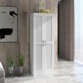 Armoire de rangement haute avec étagères réglables Portes à fermeture douce Blanche