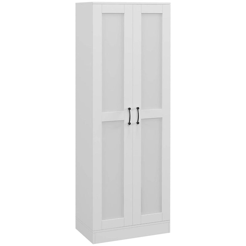 Armoire de rangement haute avec étagères réglables Portes à fermeture douce Blanche