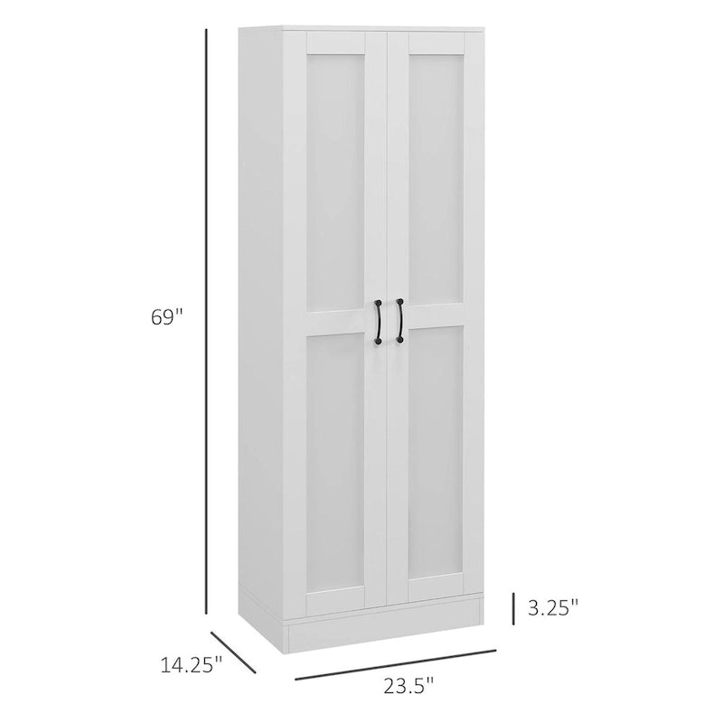 Armoire de rangement haute avec étagères réglables Portes à fermeture douce Blanche