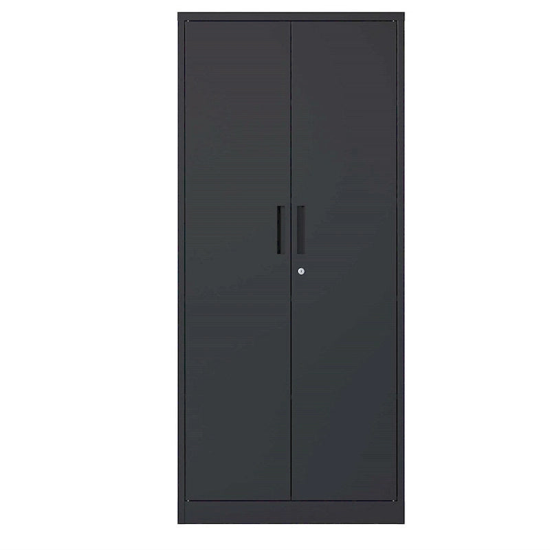 Armoire de rangement noire en métal verrouillable avec 2 portes et 4 étagères réglables
