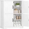 Meuble de rangement autoportant avec 4 portes coulissantes et étagères réglables Blanc rustique