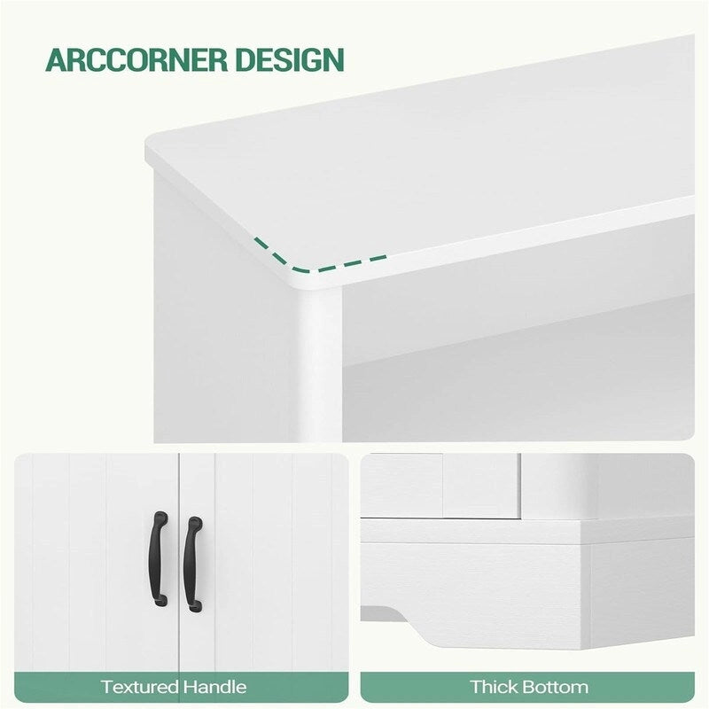 Meuble de rangement autoportant avec 4 portes coulissantes et étagères réglables Blanc rustique