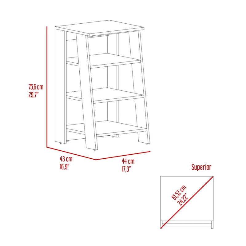 Étagère échelle 4 niveaux autoportante, meuble de rangement de salle de bain ouvert, chêne clair et cadre blanc