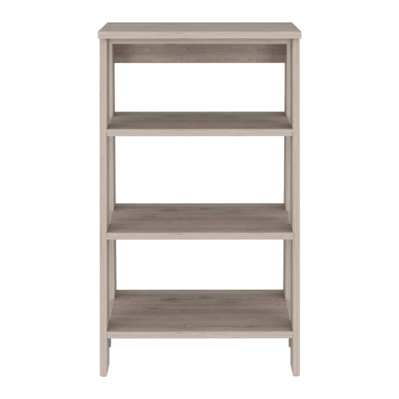 Étagère échelle 4 niveaux autoportante, meuble de rangement de salle de bain ouvert, chêne clair et cadre blanc