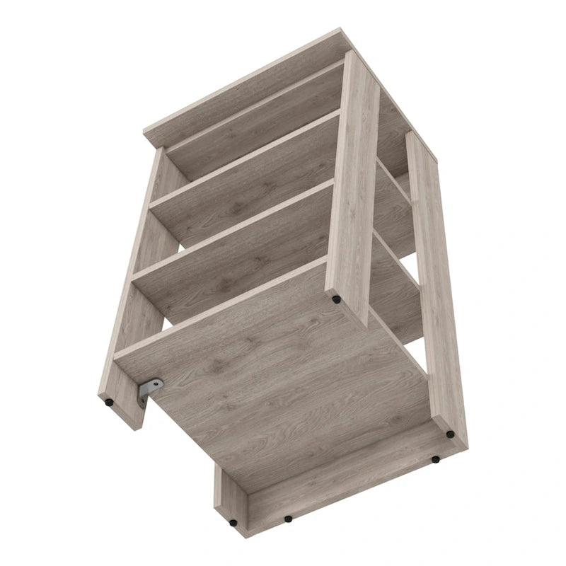 Étagère échelle 4 niveaux autoportante, meuble de rangement de salle de bain ouvert, chêne clair et cadre blanc
