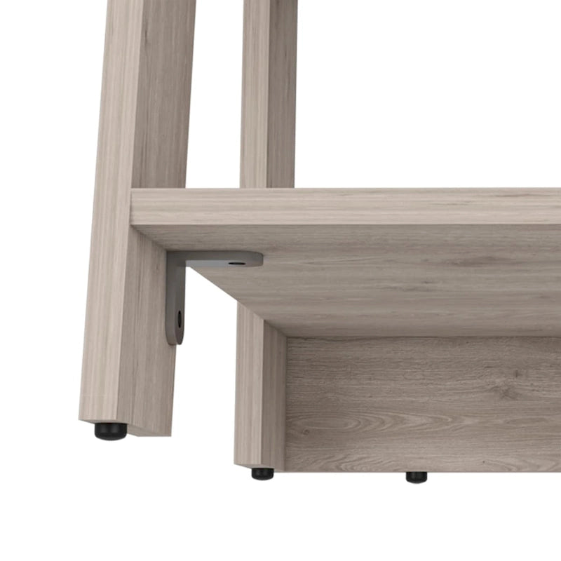 Étagère échelle 4 niveaux autoportante, meuble de rangement de salle de bain ouvert, chêne clair et cadre blanc