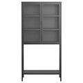 Tall Metal Glass Door Storage Cabinet with Open Shelf Black Antique White