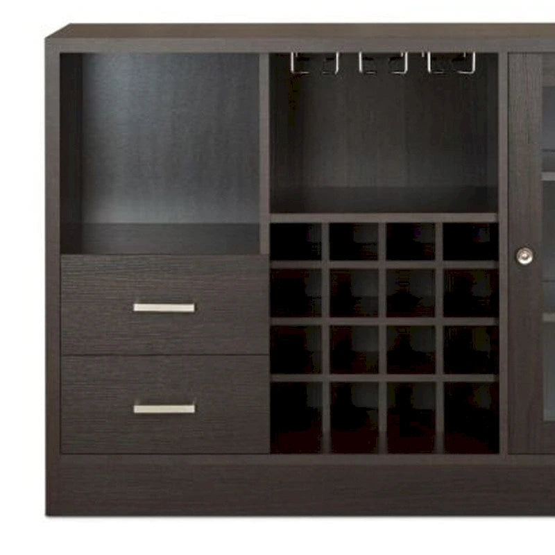 Meuble Bar à Expresso avec Tiroirs et Porte Vitrée
